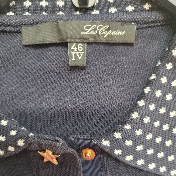 Les Copains Navy Top with Star Accents Made In Italy Size 46/M - Picture 3 of 8